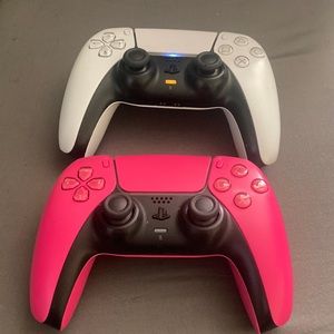 ps5 with two controllers including the kotion each headset and fifa 23